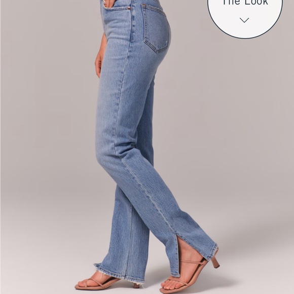 Like new! Abercrombie and fitch straight leg light wash split hem jeans! - Picture 5 of 6